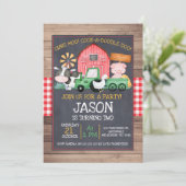 Boys Boerderij Green Tractor Chalkboard Birthday Kaart (Staand voorkant)