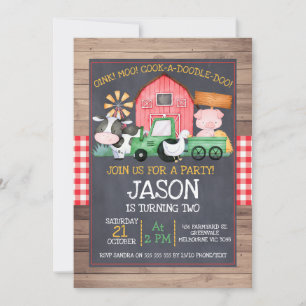 Boys Boerderij Green Tractor Chalkboard Birthday Kaart