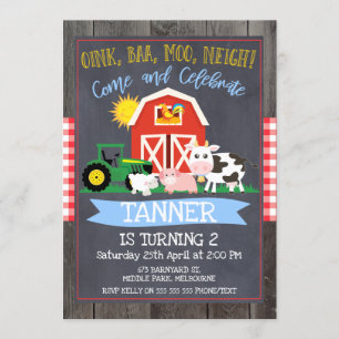 Boys Boerderij Tractor Chalkboard Birthday Uitnodi Kaart