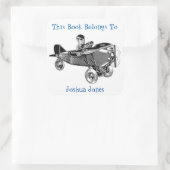 Boys Bookplate Sticker. Dit boek is van hem. Vierkante Sticker (Tas)