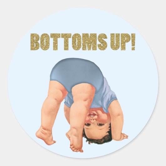 Boys Bottoms Up Baby shower Ronde Sticker (Voorkant)