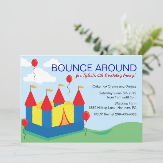 Boys Bounce House Birthday Party Kaart (Staand voorkant)