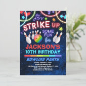 Boys Bowling Birthday Party Invitation Kaart (Staand voorkant)