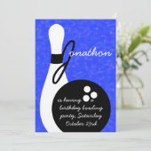 Boys Bowling Birthday Party Invitation Kaart (Staand voorkant)
