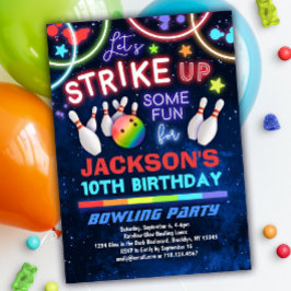 Boys Bowling Birthday Party Invitation Kaart