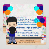 Boys Bowling Party Kaart (Voorkant / Achterkant)