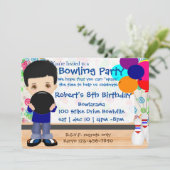 Boys Bowling Party Kaart (Staand voorkant)