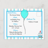 Boy's Bowling Thema Verjaardagsfeestuitnodiging Briefkaart (Achterkant)