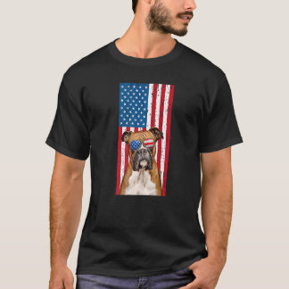 Boys Boxer Dog for Men Kinder American Flag Boxer T-shirt