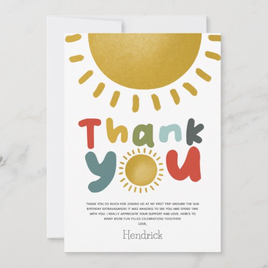 Boys Bright First Trip Around The Sun Bedankkaart (Voorkant)