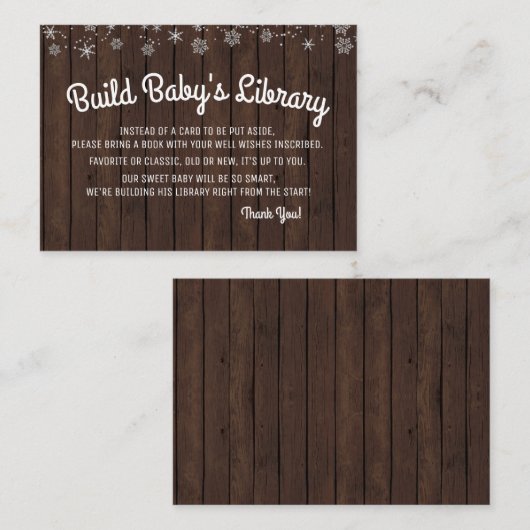 Boys Bring a Book Kaarten Rustieke Houten Sneeuwvl (Voorkant / Achterkant)