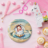 Boy's Brown and Blue Coastal Baby shower Papieren Bordje (Feest)