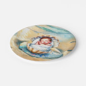 Boy's Brown and Blue Coastal Baby shower Papieren Bordje (Gekanteld)