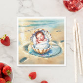 Boy's Brown and Blue Coastal Baby shower Servet (Insitu)