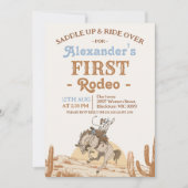 Boys Brown Bronco Cowboy First Rodeo 1st Birthday Kaart (Voorkant)