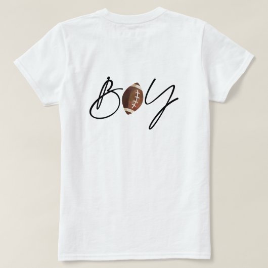 Boys Brown Football Baby shower T-shirt (Design achterkant)