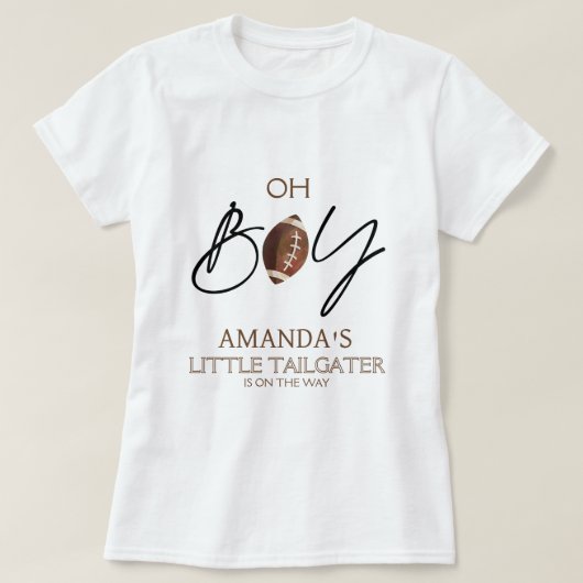Boys Brown Football Baby shower T-shirt (Design voorkant)