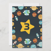 Boys Buitenspace Rocket Birthday Party Invitation Kaart (Achterkant)
