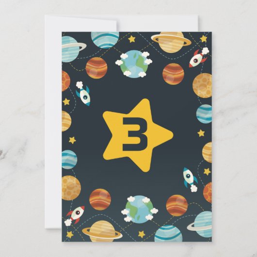Boys Buitenspace Rocket Birthday Party Invitation Kaart (Achterkant)