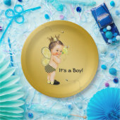 Boys Bumble Bee Baby shower Papieren Bordje (Feest)