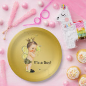 Boys Bumble Bee Baby shower Papieren Bordje (Feest)