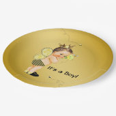 Boys Bumble Bee Baby shower Papieren Bordje (Gekanteld)
