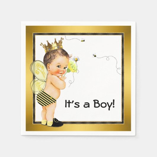 Boys Bumble Bee Baby shower Servet (Voorkant)