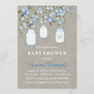 Boys Burlap Baby shower Kaart