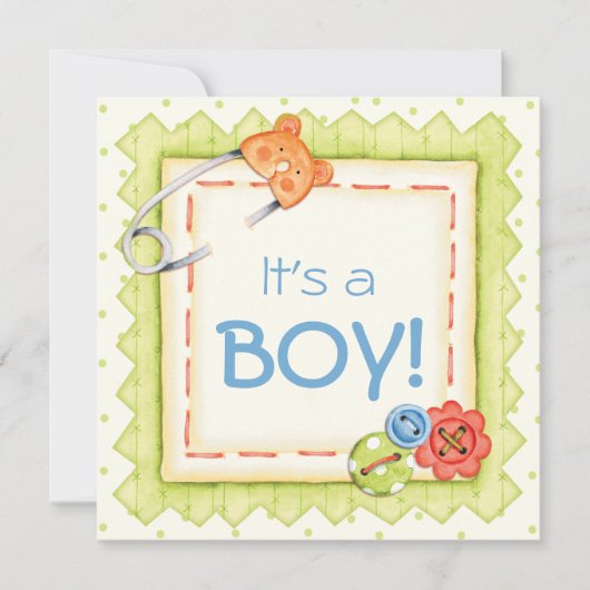 Boys, Buttonnen en Beren Baby shower Kaart (Voorkant)