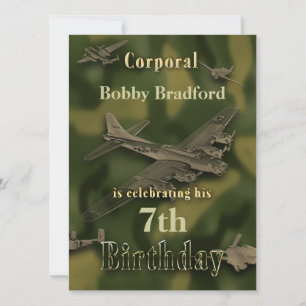 Boys Camo Birthday Invitation, naam/leeftijd invul Kaart