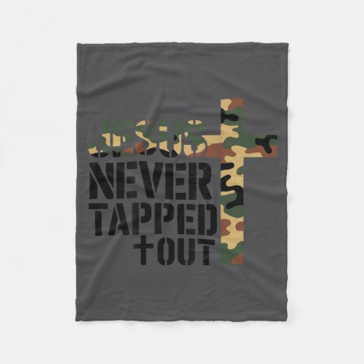 Boys Camo Christian Wrestling Jesus Never Tapped O Fleece Deken (Voorkant)