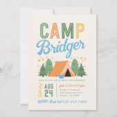 Boy's Camping Birthday Invitation Kaart (Voorkant)