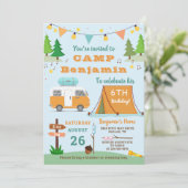 Boys Camping Birthday Outdoor Camp Out Party Kaart (Staand voorkant)