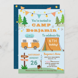 Boys Camping Birthday Outdoor Camp Out Party Kaart