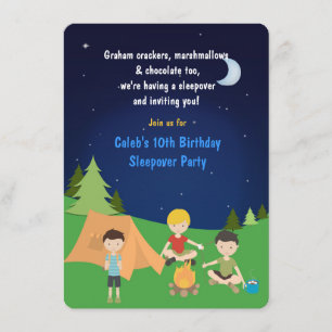 Boys Camping Sleepover Birthday Party Invitation Kaart