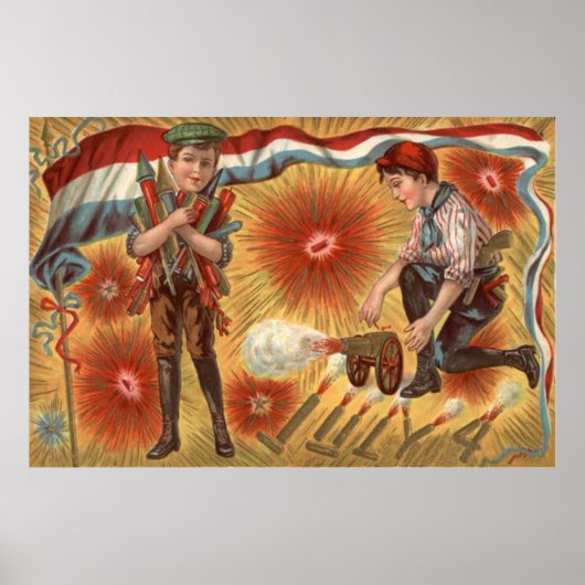 Boys Cannon Fireworks Firecracker Poster (Voorkant)