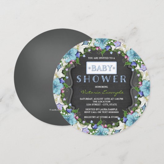 Boys  Chalk Baby shower Kaart (Voorkant / Achterkant)