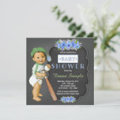 Boys Chalkboard Baby shower Kaart (Staand voorkant)