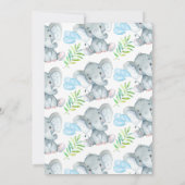 Boys Chalkboard Elephant Baby shower Invitation Kaart (Achterkant)