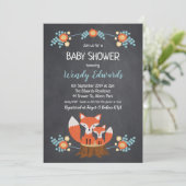 Boys Chalkboard Fox Baby shower Invitation Kaart (Staand voorkant)