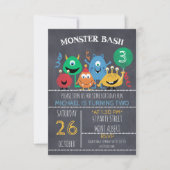 Boys Chalkboard Monster Bash Birthday Uitnodiging (Voorkant)