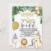 Boys Cheetah Safari 2 Wild Birthday Uitnodiging (Voorkant)