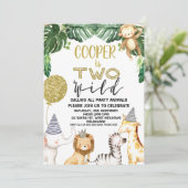 Boys Cheetah Safari 2 Wild Birthday Uitnodiging (Staand voorkant)