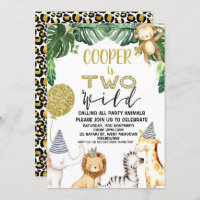 Boys Cheetah Safari 2 Wild Birthday Uitnodiging