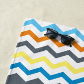 Boys Chevron Gray Blue Oranje Pattern Personalized Strandlaken (In situ)
