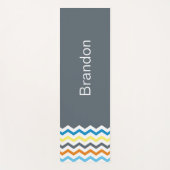 Boys Chevron Gray Blue Oranje Pattern Personalized Yogamat (Voorkant)