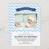 Boys chevron verjaardag dank je kaart (Voorkant / Achterkant)