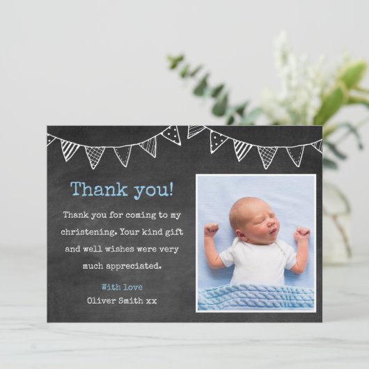 Boys Christening/Baptisme Hartelijk dank Bedankkaart (Staand voorkant)