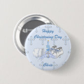 Boys Christening Wish Ronde Button 5,7 Cm (Voorkant /achterkant)