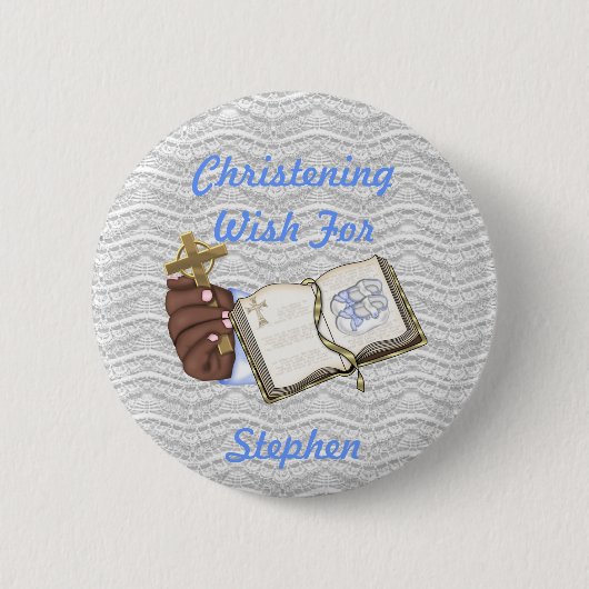 Boys Christenings Book Ronde Button 5,7 Cm (Voorkant)